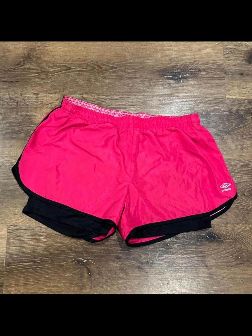 Umbro Bright Pink and Black Athletic Running Shorts